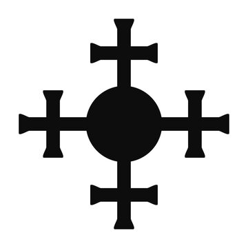 Evangelization Cross (crossed cross or cross crosslet) symbol - Christian flat style vector icon isolated