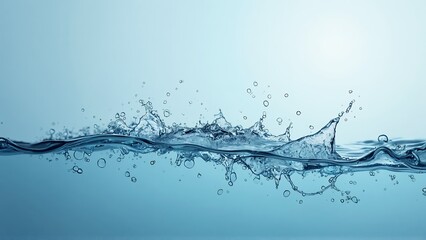Water surface with splashing waves and bubbles.