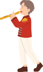 Boy Playing Flute in a School Marching Band