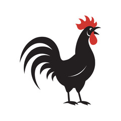 Rooster Crowing Loud With Open Beak