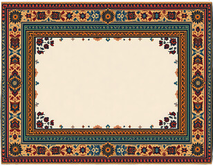 Decorative vector frame with Afghanistan patterns and cultural elements.