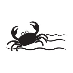 Crab Moving Across Coastal Sand Silhouette