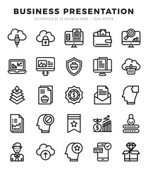 Set of Business Presentation Icons. Simple Lineal art style icons pack.