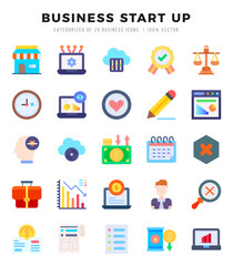 Business Start Up. Flat icons Pack. vector illustration.