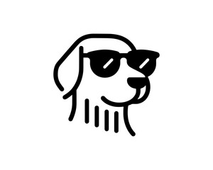 Thin line dog wearing sunglasses for branding