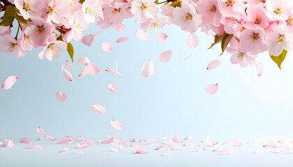 Obraz premium Cherry sakura blossoms petals flutter down