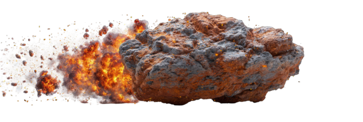 Exploding rock with fiery debris
