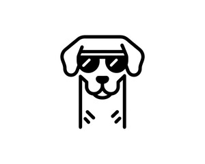 Cool dog icon with minimalist glasses shape