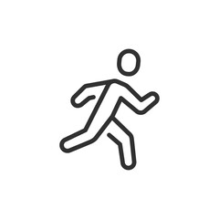 Running person linear icon. speed, exercise, urgency, or escape. Editable stroke.