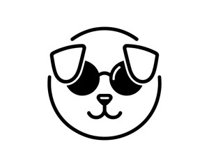 Circle dog sunglasses logo for modern branding