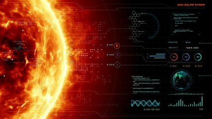 HUD Sun Solar Flare corona and information for digital background - Powered by Adobe