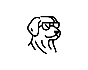 Creative dog logo with subtle sunglasses lines