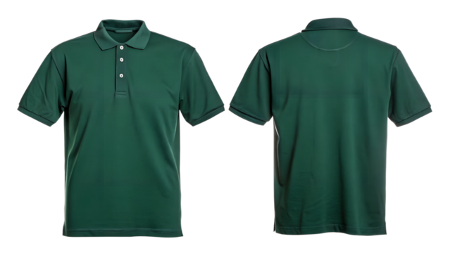 Green polo t- shirt isolated on transparent background. T-shirt for mockup - Powered by Adobe