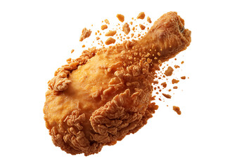 Clean isolated chicken leg on white background with visible fried texture and crispy surface