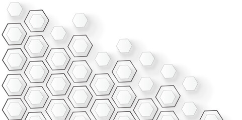 Create a minimalist,modern background design featuring a diagonal honeycomb pattern with soft shadows and subtle 3D effects.The hexagonal cells should fade into a clean white space,giving a futuristic