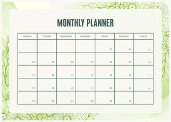 monthly calendar planner template