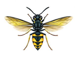 Fototapeta premium Detailed image of a bee with name included on a black background isolated to emphasize its unique characteristics and role in nature Transparent background PNG