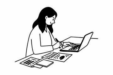 business woman working on laptop, businessman working on laptop