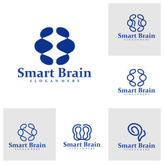 Set of Brain logo design concept vector. Brain Care Logo Design Template. Creative Symbol. Icon