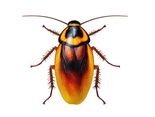 Fototapeta premium Detailed deep focus cockroach insect isolated on a clean white background showcasing its unique structure and features for educational purposes Transparent background PNG