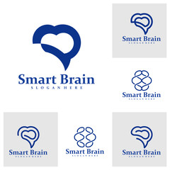 Set of Brain logo design concept vector. Brain Care Logo Design Template. Creative Symbol. Icon