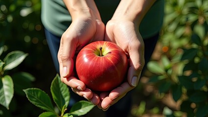 hands holding apples