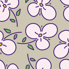 Hand drawn flowers seamless pattern