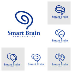 Set of Brain logo design concept vector. Brain Care Logo Design Template. Creative Symbol. Icon
