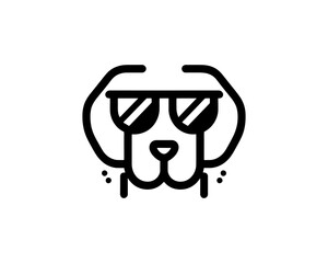 Outline dog icon with trendy sunglasses look