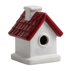 A charming decorative birdhouse featuring a red roof and white base, perfect for garden decor or as a delightful gift. Ideal for nature lovers and hobbyists.