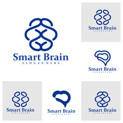Set of Brain logo design concept vector. Brain Care Logo Design Template. Creative Symbol. Icon