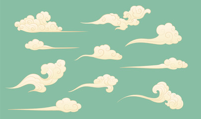 Collection of moire design elements in Chinese style