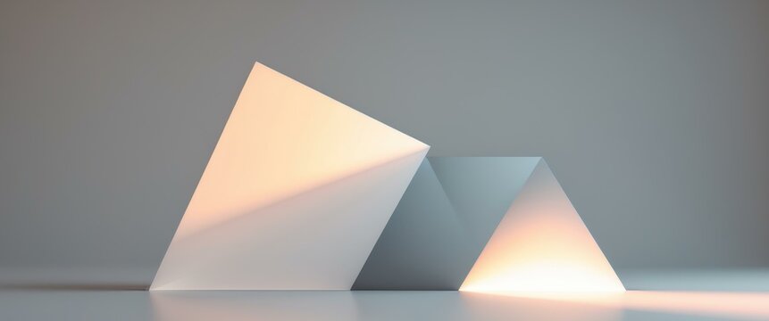Geometric Abstraction with Triangular Forms and Warm Lighting, Minimalist Style