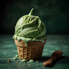 Fototapeta premium Delicious green ice cream still life