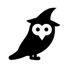 Fototapeta premium Owl in a witch's hat, a magical icon, for branding