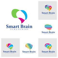 Set of Colorful Brain logo design concept vector. Brain Care Logo Design Template. Creative Symbol. Icon