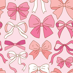 Seamless vector pattern with cute hand drawn doodle bows. EPS 10 vector file. Perfect for textile, wallpaper or nursery print design.
