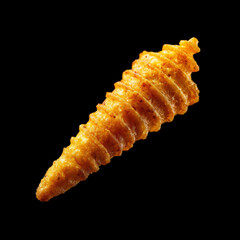 Delicious spiral potato snack in close-up focus