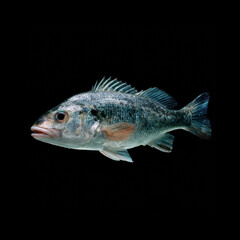 Fish swimming gracefully in dark water background