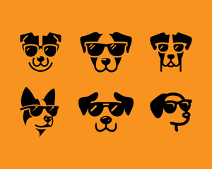 Set of Black Dog logo wearing sunglasses