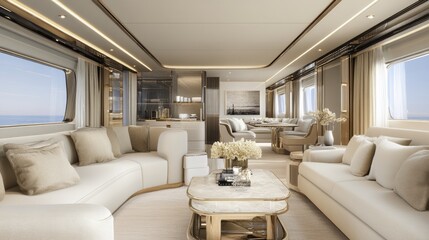 Executive corridor with matte wood finish and clear dividers in minimalistic style