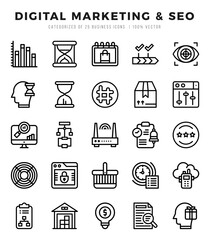 Digital Marketing & SEO Icon Bundle 25 Icons for Websites and Apps