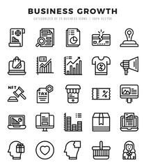 Business Growth Lineal icons collection. 25 icon set. Vector illustration.