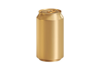 Gold aluminum drink can, transparent background