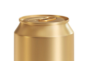 Gold aluminum drink can, transparent background