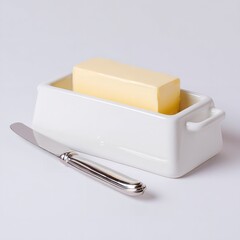 Butter dish with lid and knife set, ceramic butter keeper container for countertop, kitchen table decor