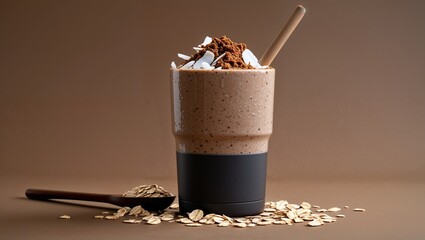Chocolate Oat Smoothie with Coconut Topping