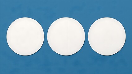 Blank Round Mockup – 3 Circular Cards with Rounded Edges on Blue Background for Branding Design