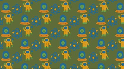 Astronomy space alien vector pattern design 