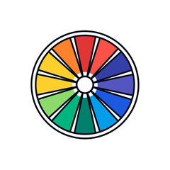 Obraz premium Color wheel in minimalist line art style with vibrant segments 